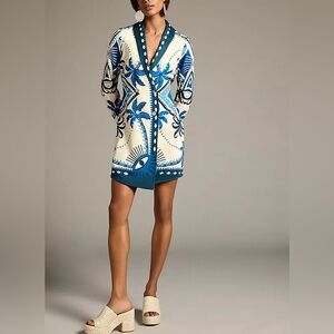 Farm Rio for Anthropologie Long-Sleeve Blazer Wrap Dress Size L